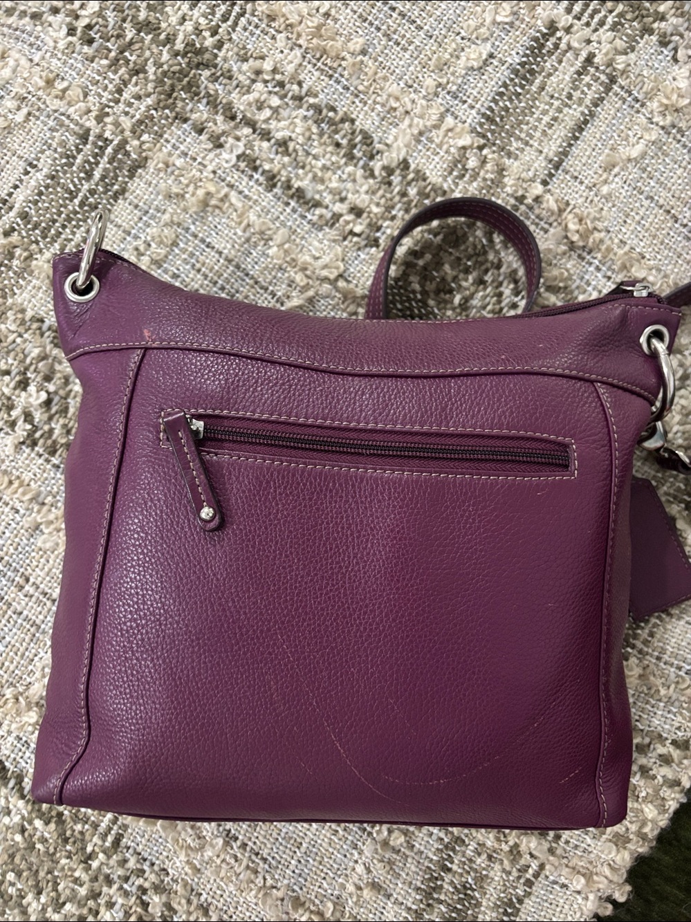 Tignanello Purple Crossbody Leather Bohemian Shoulder Bag - Picture 7 of 13